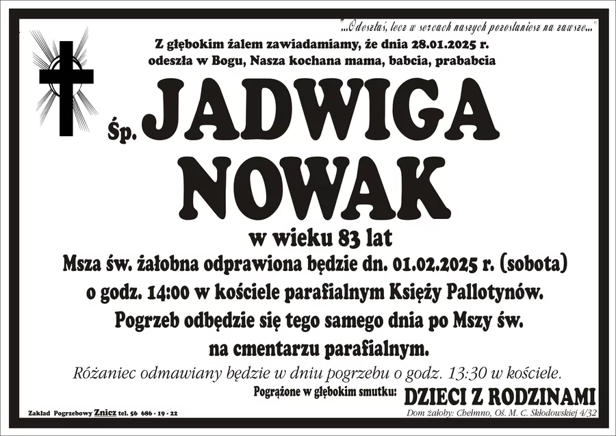 W komentarzach wpisujemy wspomnienia i kondolencje.