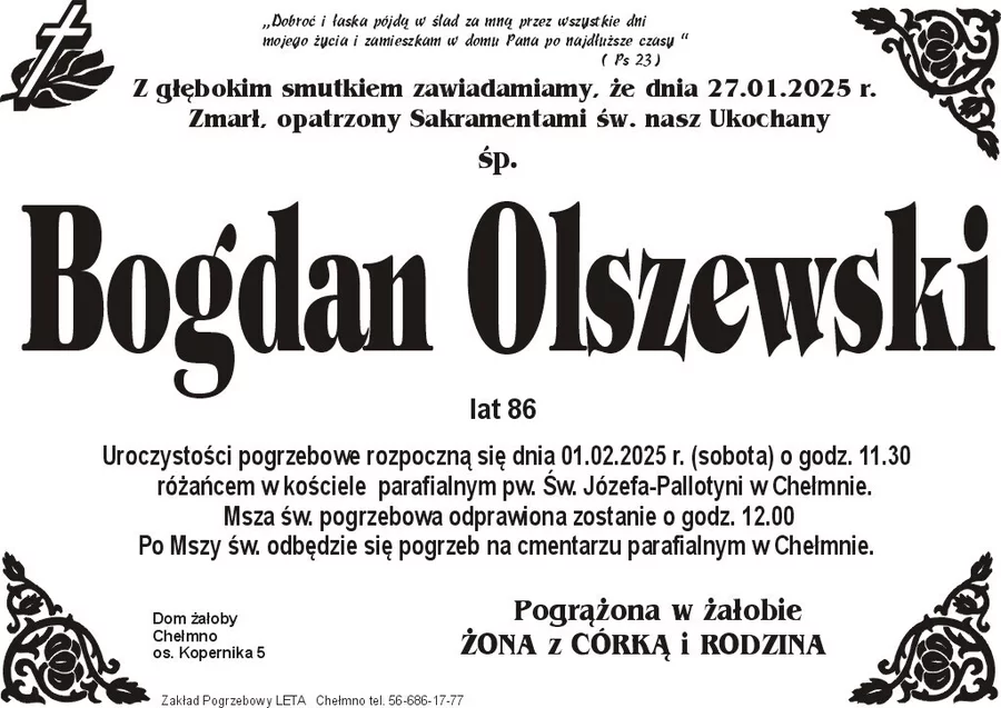 W komentarzach wpisujemy wspomnienia i kondolencje.