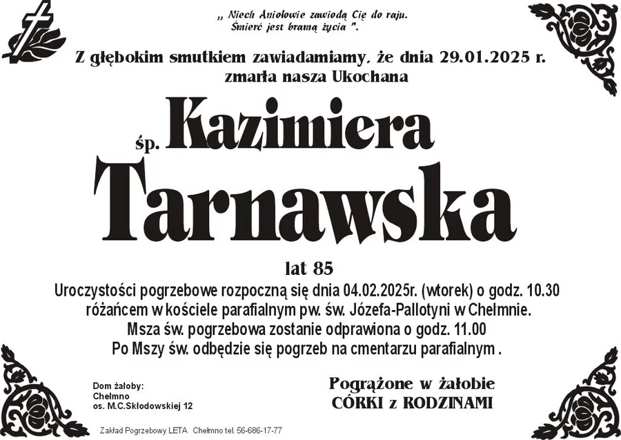 W komentarzach wpisujemy wspomnienia i kondolencje.