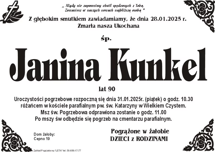W komentarzach wpisujemy wspomnienia i kondolencje.