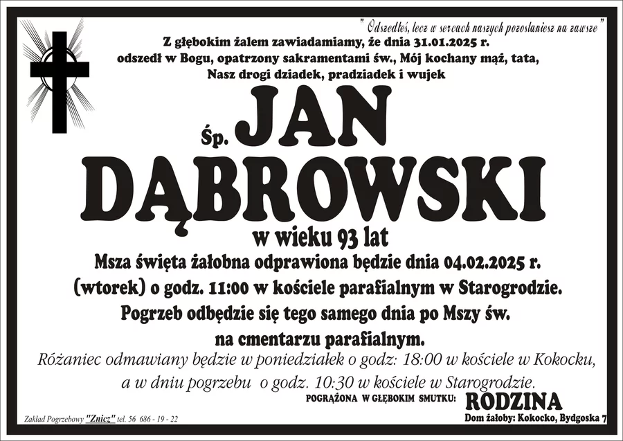 W komentarzach wpisujemy wspomnienia i kondolencje.