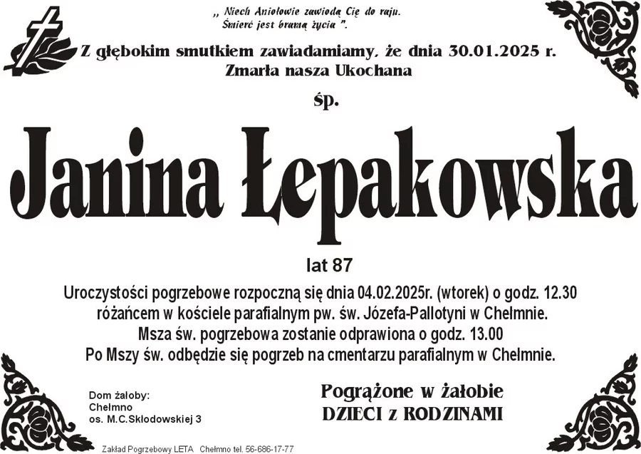 W komentarzach wpisujemy wspomnienia i kondolencje.