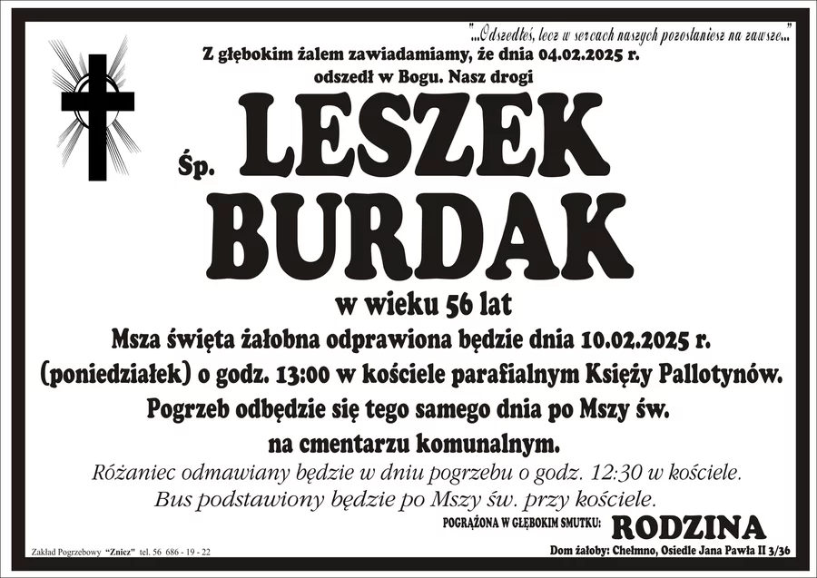 W komentarzach wpisujemy wspomnienia i kondolencje.