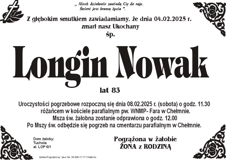 W komentarzach wpisujemy wspomnienia i kondolencje.
