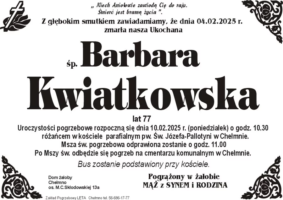 W komentarzach wpisujemy wspomnienia i kondolencje.