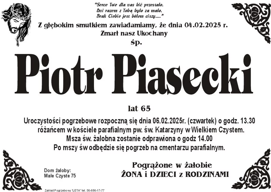 W komentarzach wpisujemy wspomnienia i kondolencje.