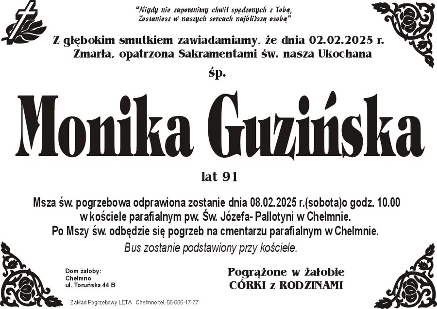 W komentarzach wpisujemy wspomnienia i kondolencje.
