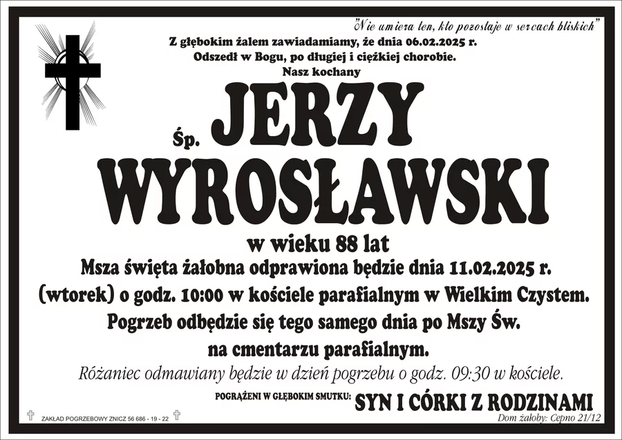 W komentarzach wpisujemy wspomnienia i kondolencje.