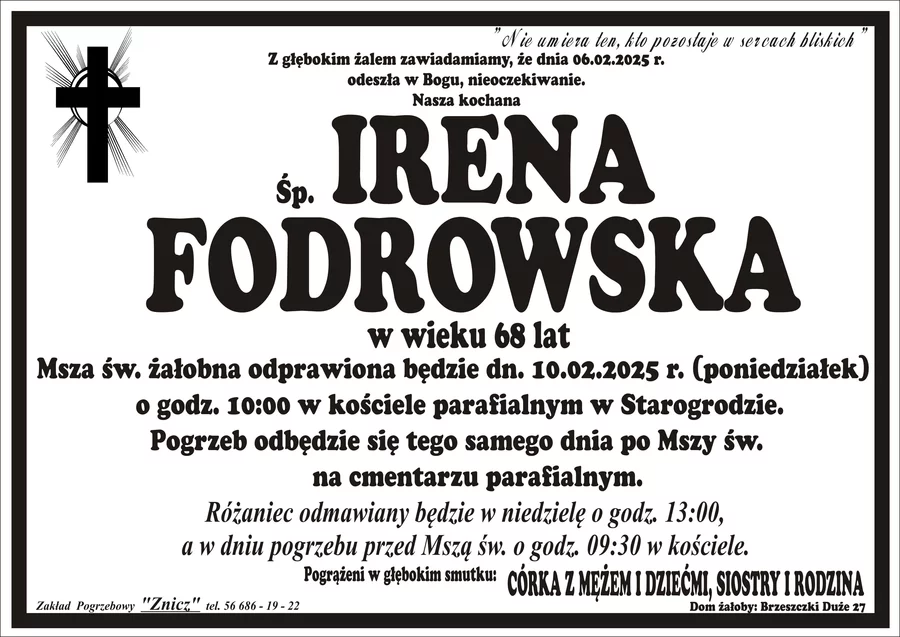 W komentarzach wpisujemy wspomnienia i kondolencje.