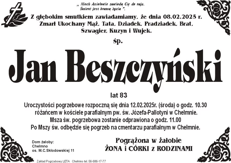 W komentarzach wpisujemy wspomnienia i kondolencje.