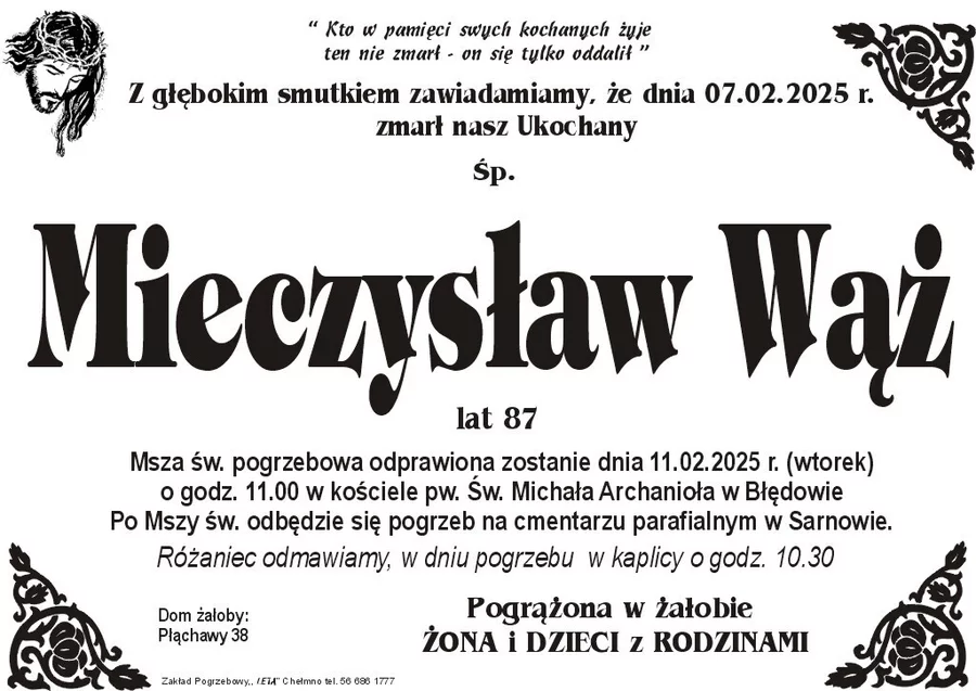 W komentarzach wpisujemy wspomnienia i kondolencje.