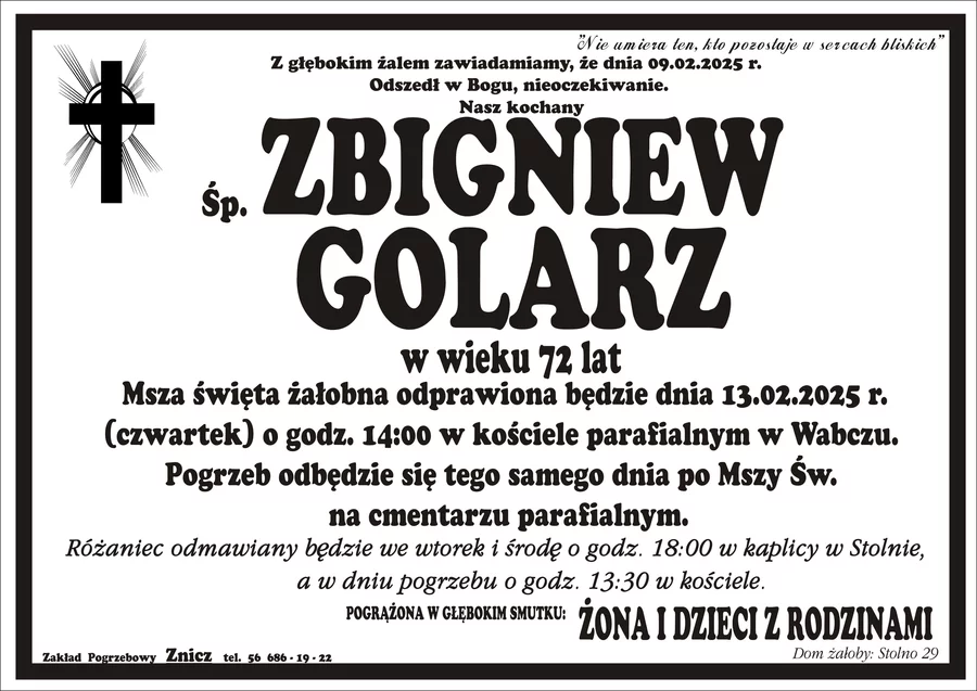 W komentarzach wpisujemy wspomnienia i kondolencje.