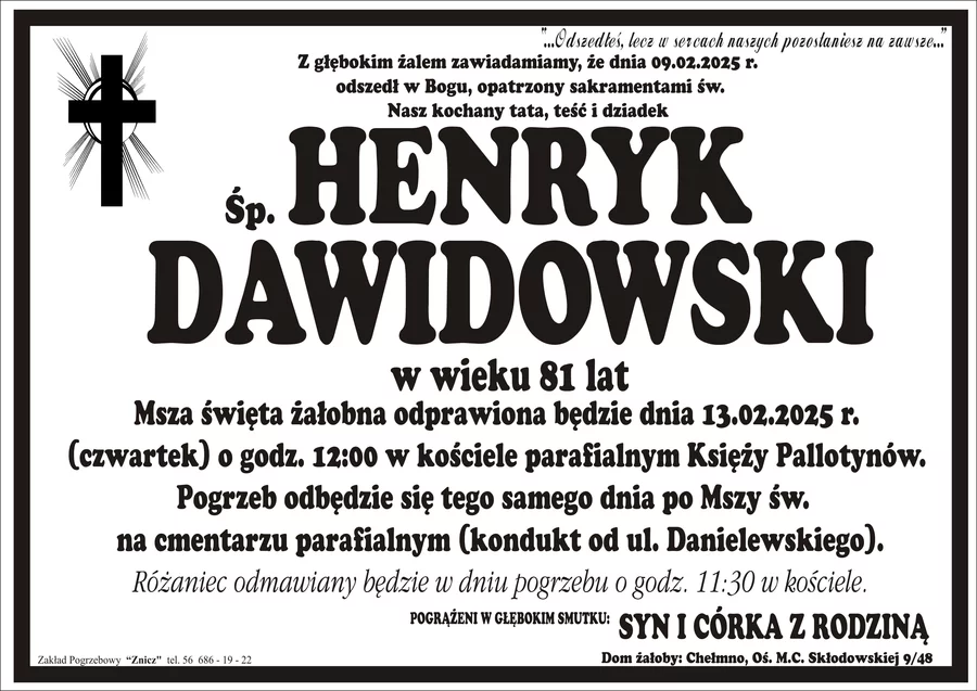 W komentarzach wpisujemy wspomnienia i kondolencje.