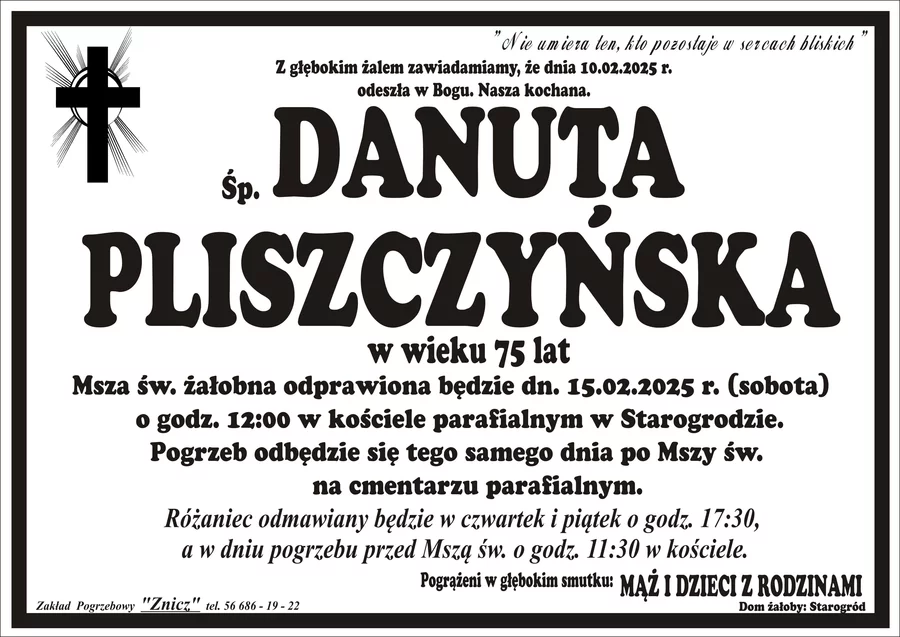 W komentarzach wpisujemy wspomnienia i kondolencje.