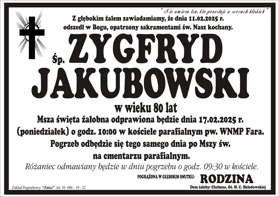 W komentarzach wpisujemy wspomnienia i kondolencje.