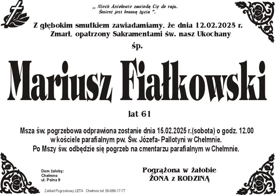 W komentarzach wpisujemy wspomnienia i kondolencje.