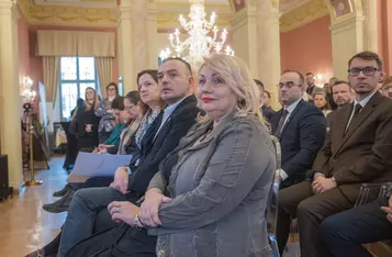 Wręczenie nominacji członkom Europejskiego Korpusu Radnych fot. Mikołaj Kuras dla UMWKP
