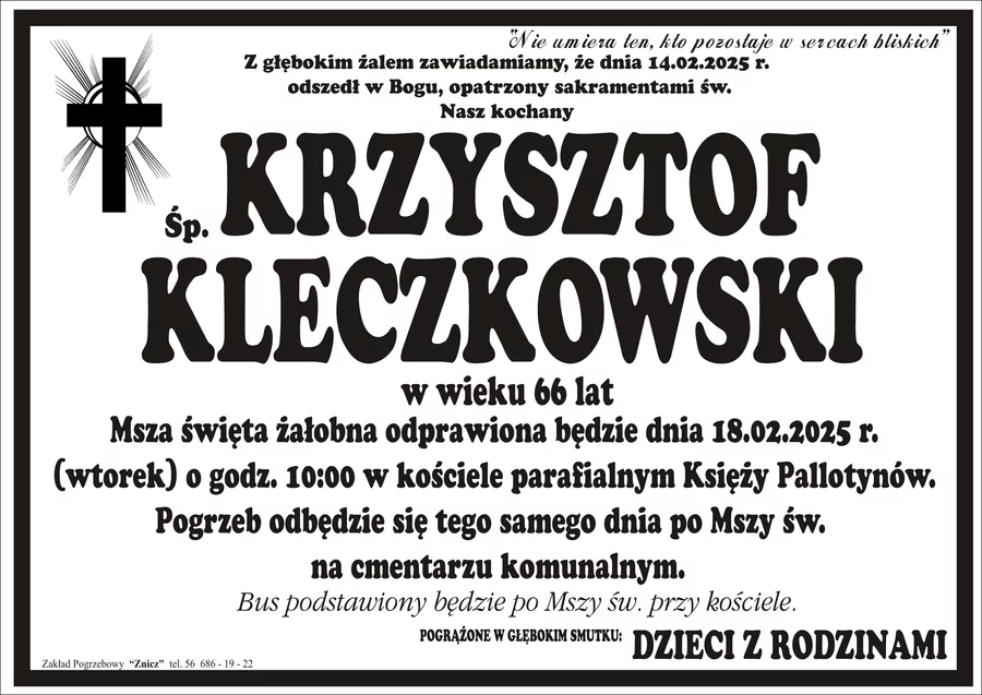 W komentarzach wpisujemy wspomnienia i kondolencje.