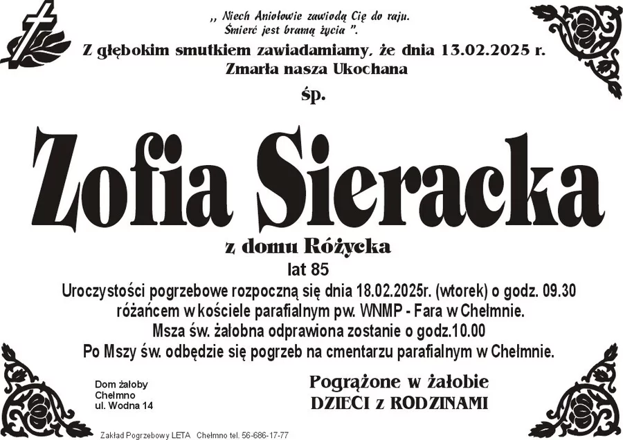 W komentarzach wpisujemy wspomnienia i kondolencje.