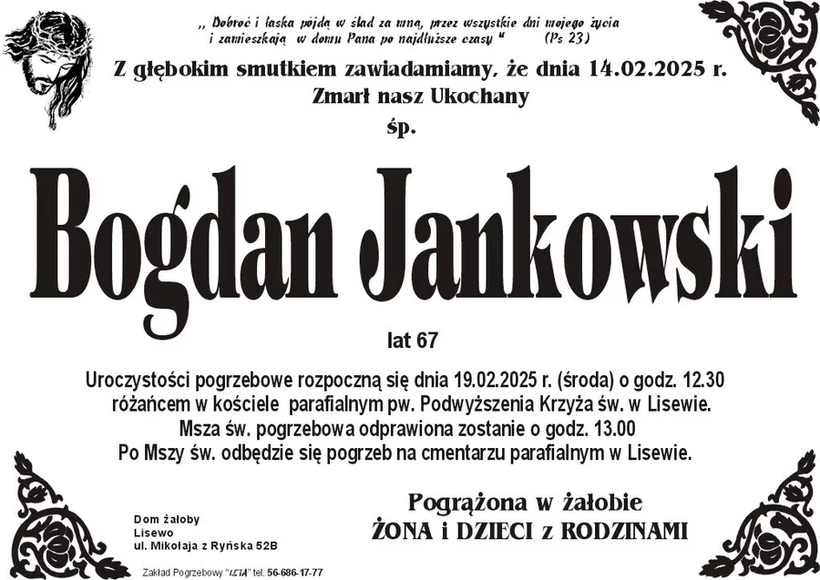 W komentarzach wpisujemy wspomnienia i kondolencje.