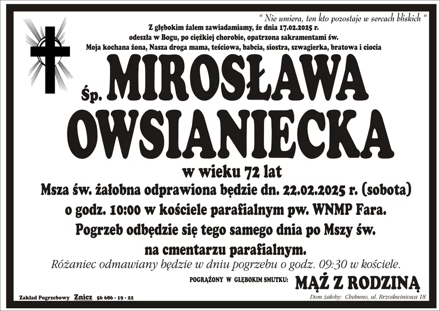 W komentarzach wpisujemy wspomnienia i kondolencje.
