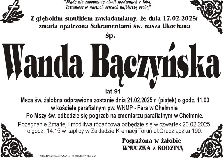W komentarzach wpisujemy wspomnienia i kondolencje.