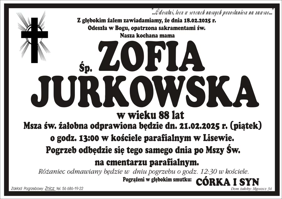 W komentarzach wpisujemy wspomnienia i kondolencje.