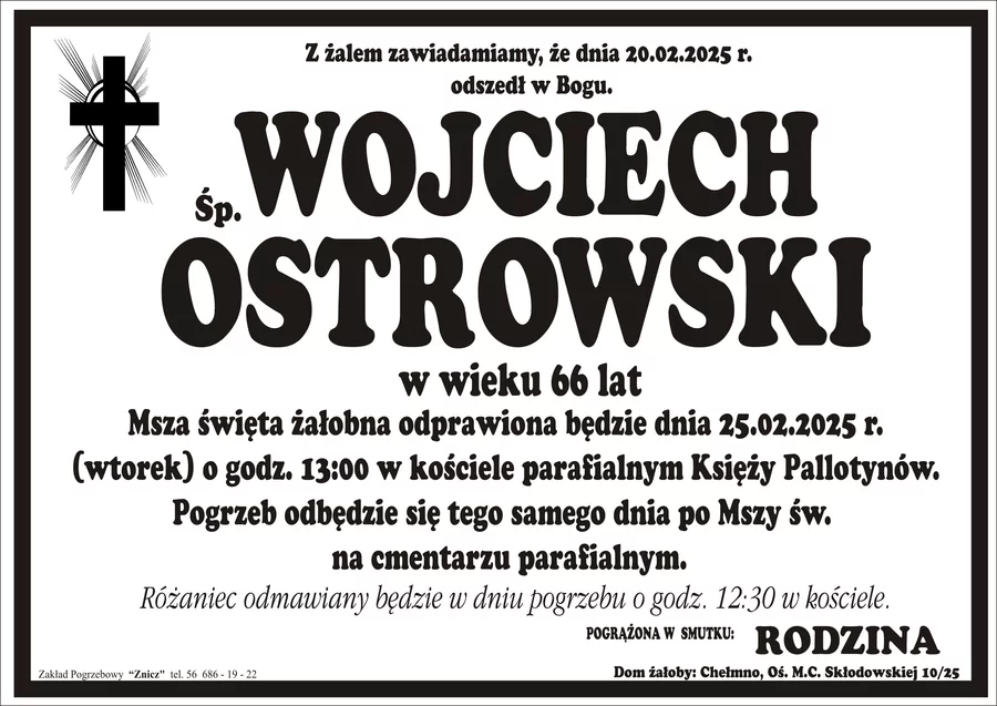 W komentarzach wpisujemy wspomnienia i kondolencje.