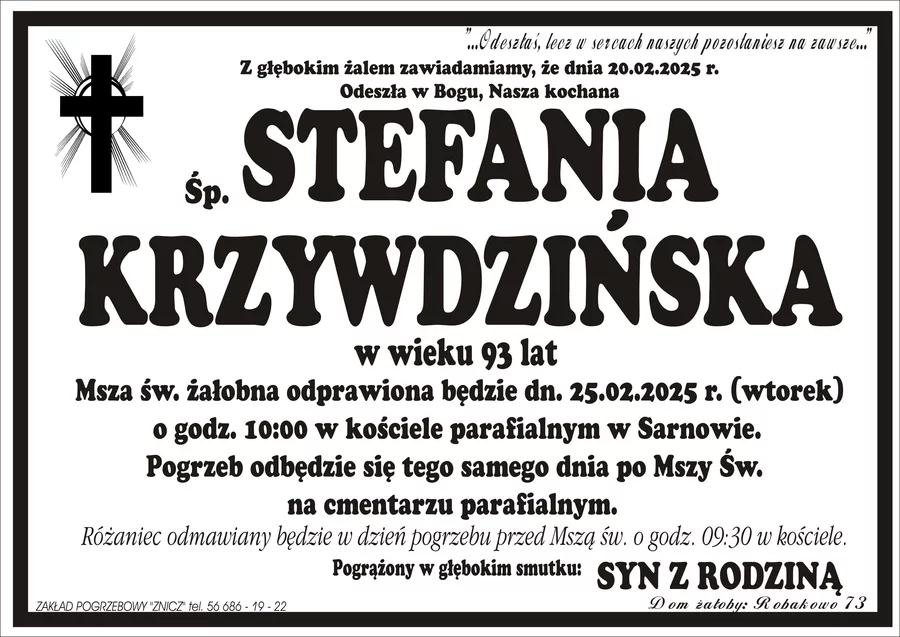 W komentarzach wpisujemy wspomnienia i kondolencje.