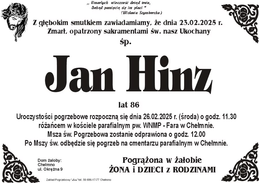 W komentarzach wpisujemy wspomnienia i kondolencje.