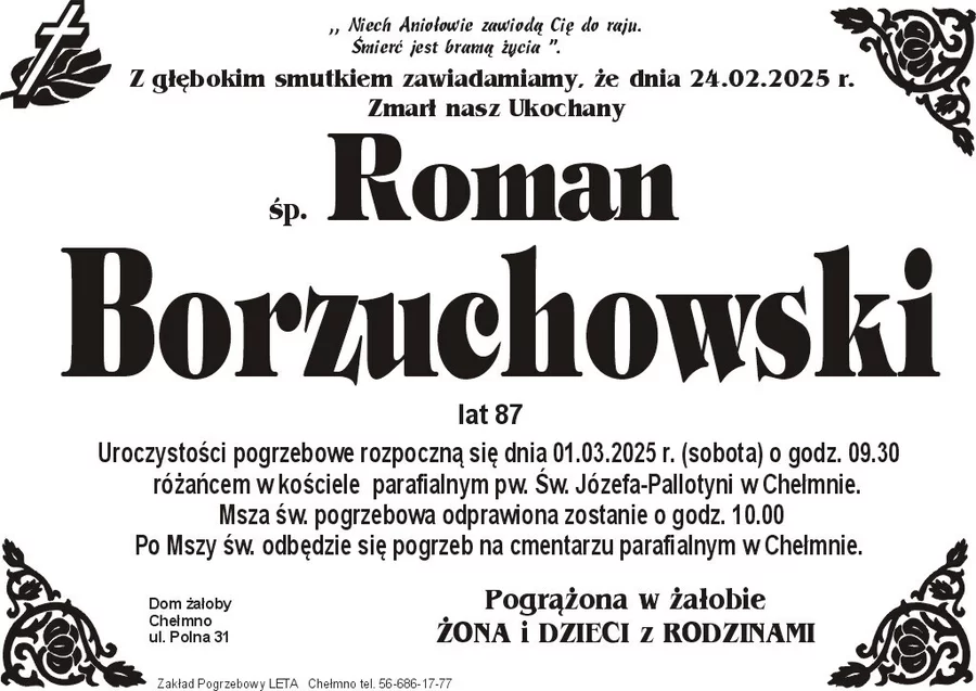 W komentarzach wpisujemy wspomnienia i kondolencje.