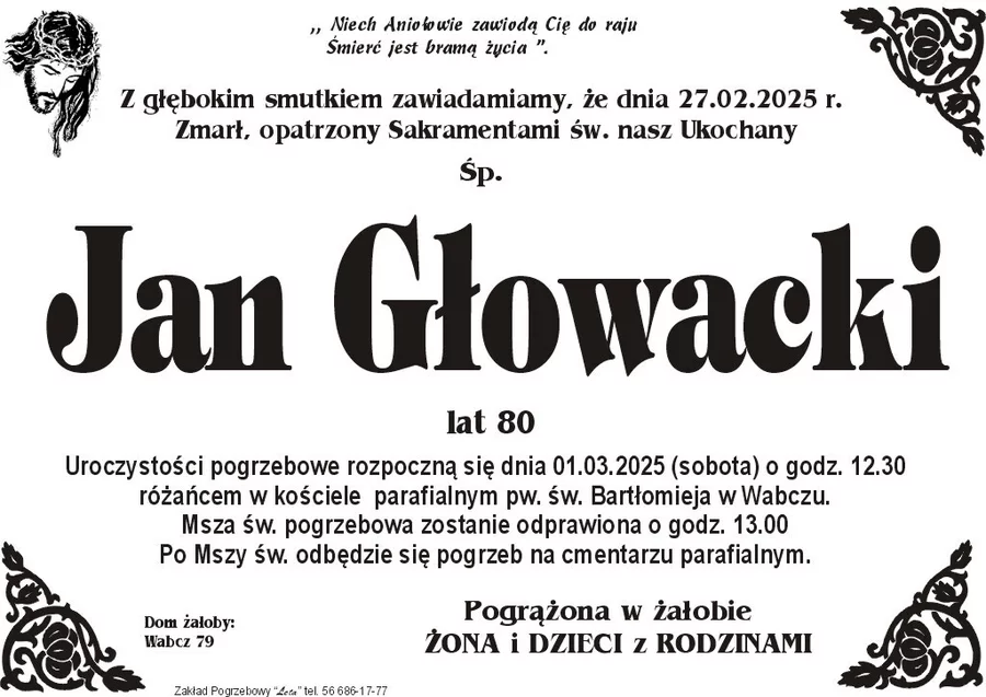 W komentarzach wpisujemy wspomnienia i kondolencje.