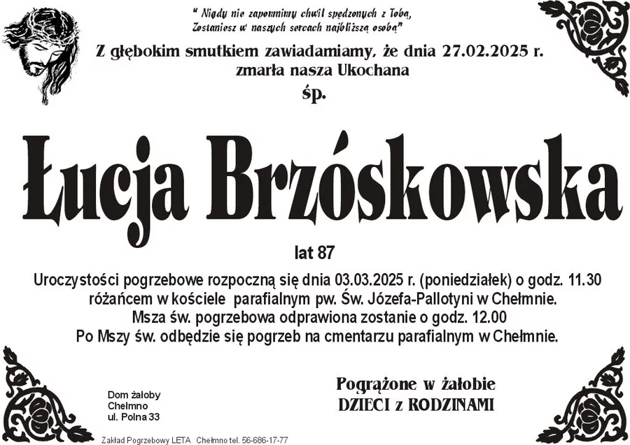 W komentarzach wpisujemy wspomnienia i kondolencje.
