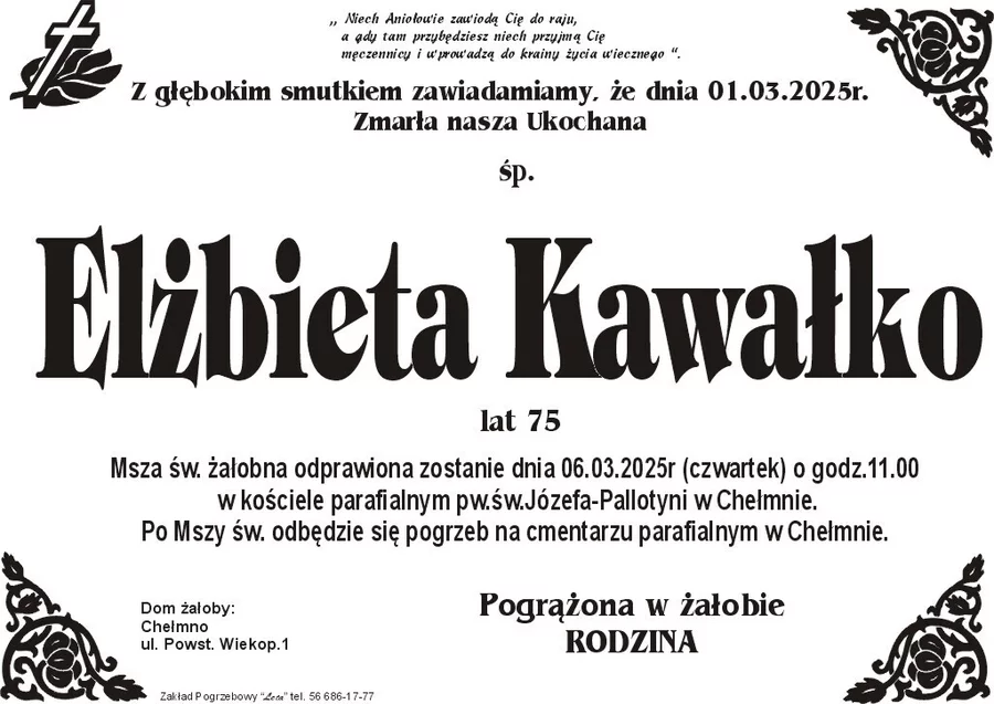 W komentarzach wpisujemy wspomnienia i kondolencje.