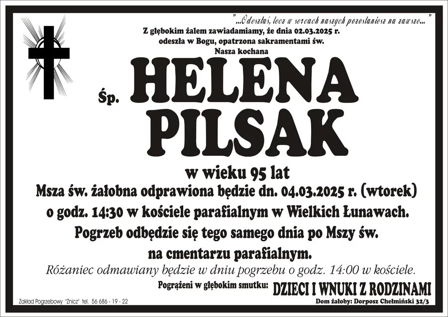 W komentarzach wpisujemy wspomnienia i kondolencje.