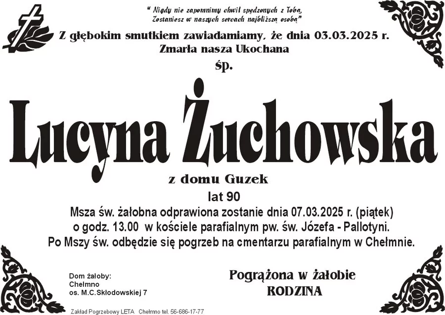 W komentarzach wpisujemy wspomnienia i kondolencje.