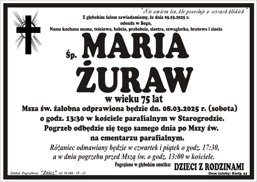 W komentarzach wpisujemy wspomnienia i kondolencje.