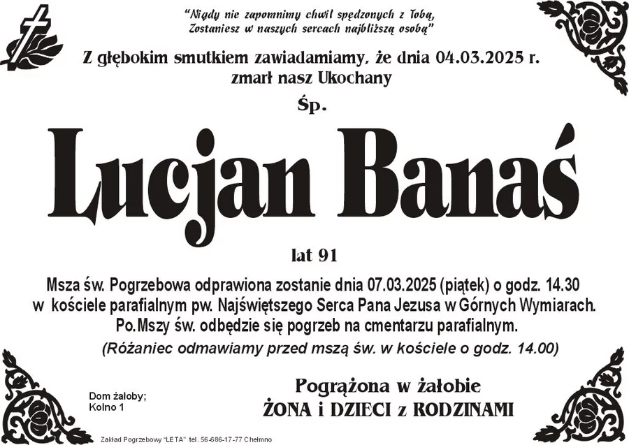 W komentarzach wpisujemy wspomnienia i kondolencje.