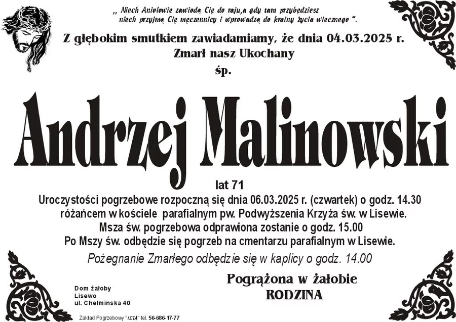W komentarzach wpisujemy wspomnienia i kondolencje.