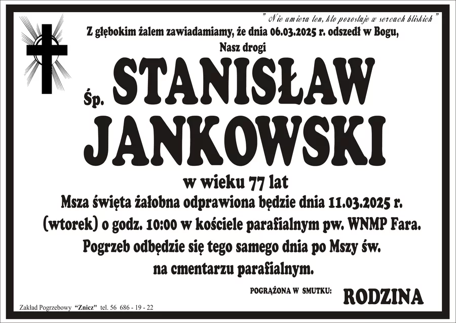 W komentarzach wpisujemy wspomnienia i kondolencje.