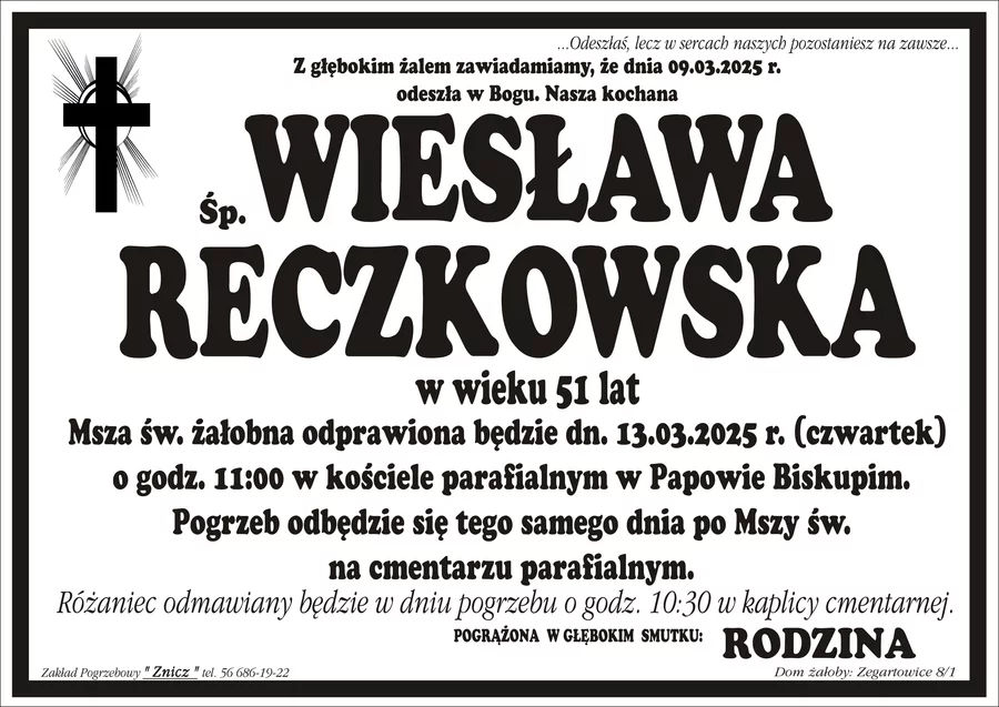 W komentarzach wpisujemy wspomnienia i kondolencje.