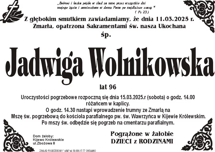 W komentarzach wpisujemy wspomnienia i kondolencje.