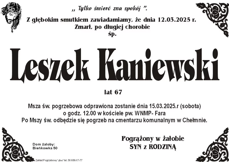 W komentarzach wpisujemy wspomnienia i kondolencje.