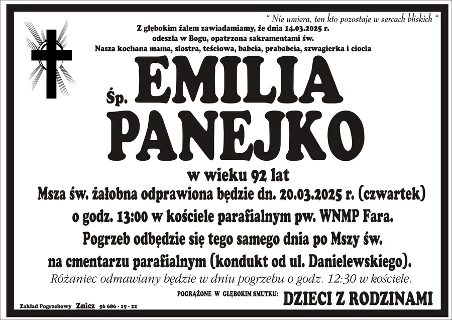 W komentarzach wpisujemy wspomnienia i kondolencje.