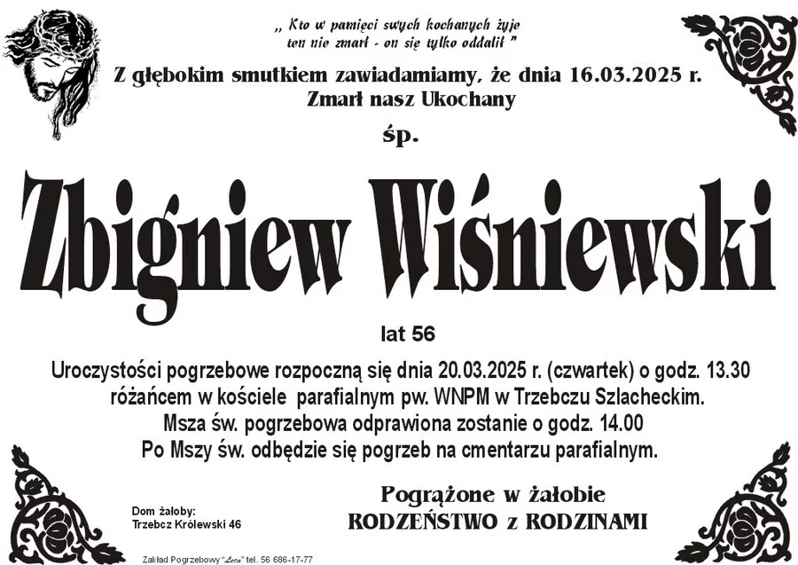 W komentarzach wpisujemy wspomnienia i kondolencje.