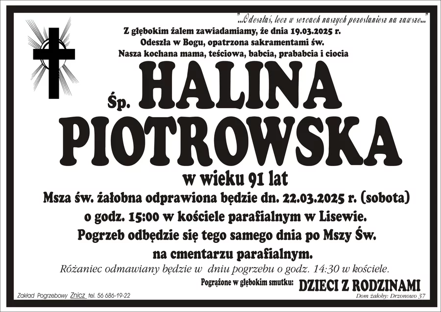 W komentarzach wpisujemy wspomnienia i kondolencje.