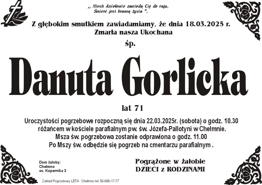 W komentarzach wpisujemy wspomnienia i kondolencje.
