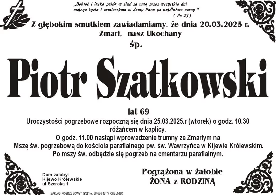 W komentarzach wpisujemy wspomnienia i kondolencje.