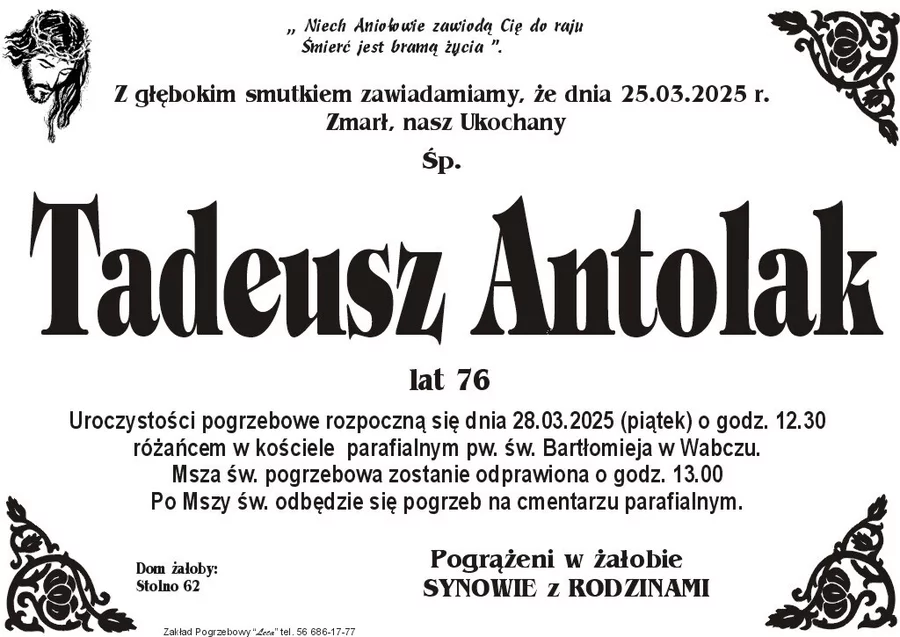 W komentarzach wpisujemy wspomnienia i kondolencje.