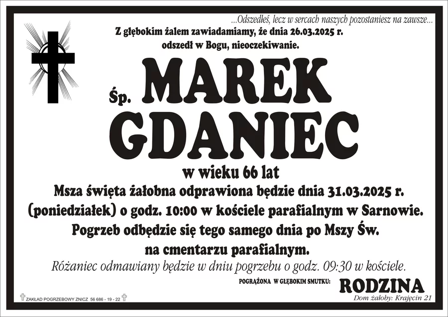 W komentarzach wpisujemy wspomnienia i kondolencje.